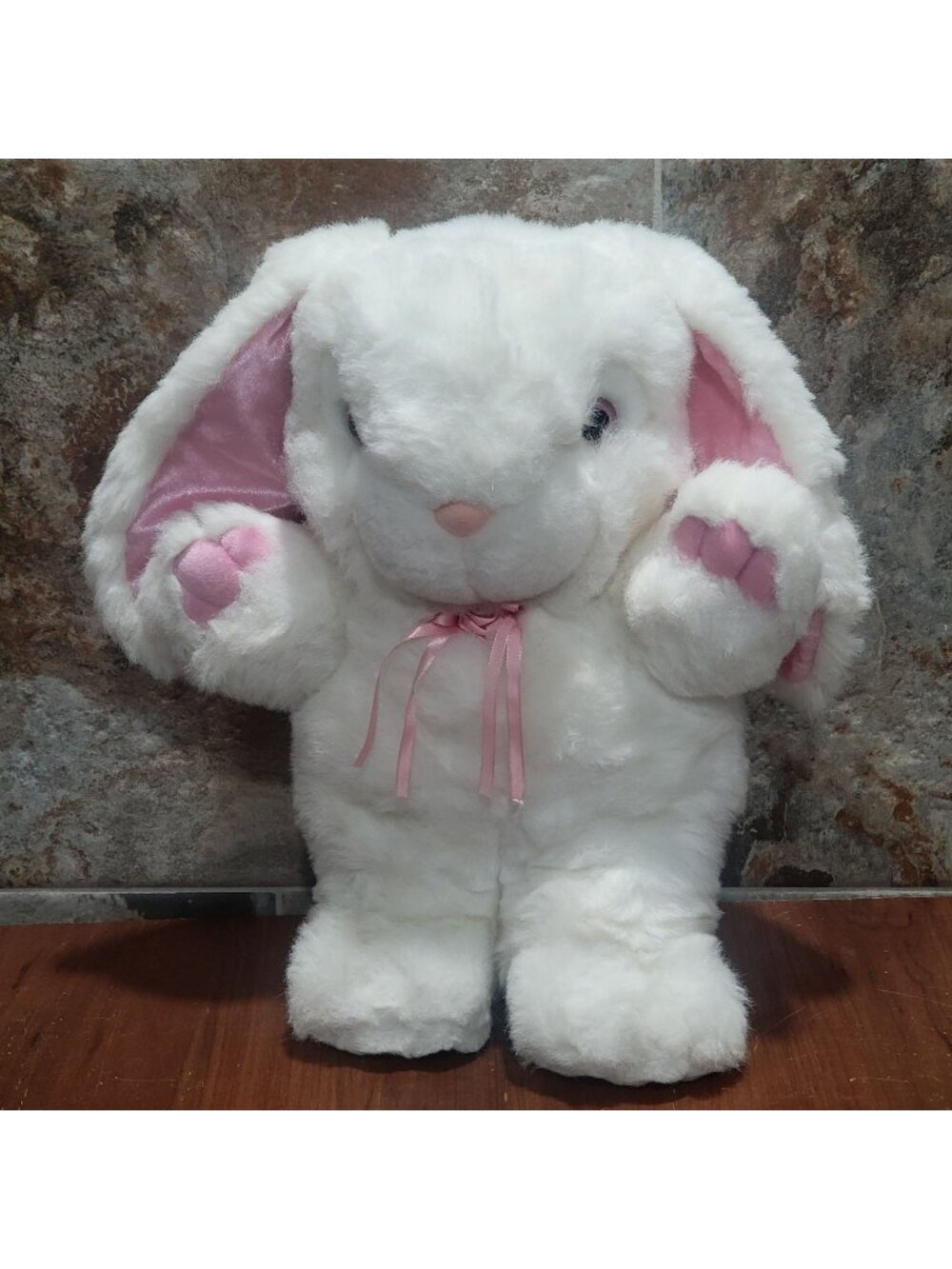 Vintage Dan Dee  White Plush Bunny Rabbit Stuffed Animal Floppy Ears